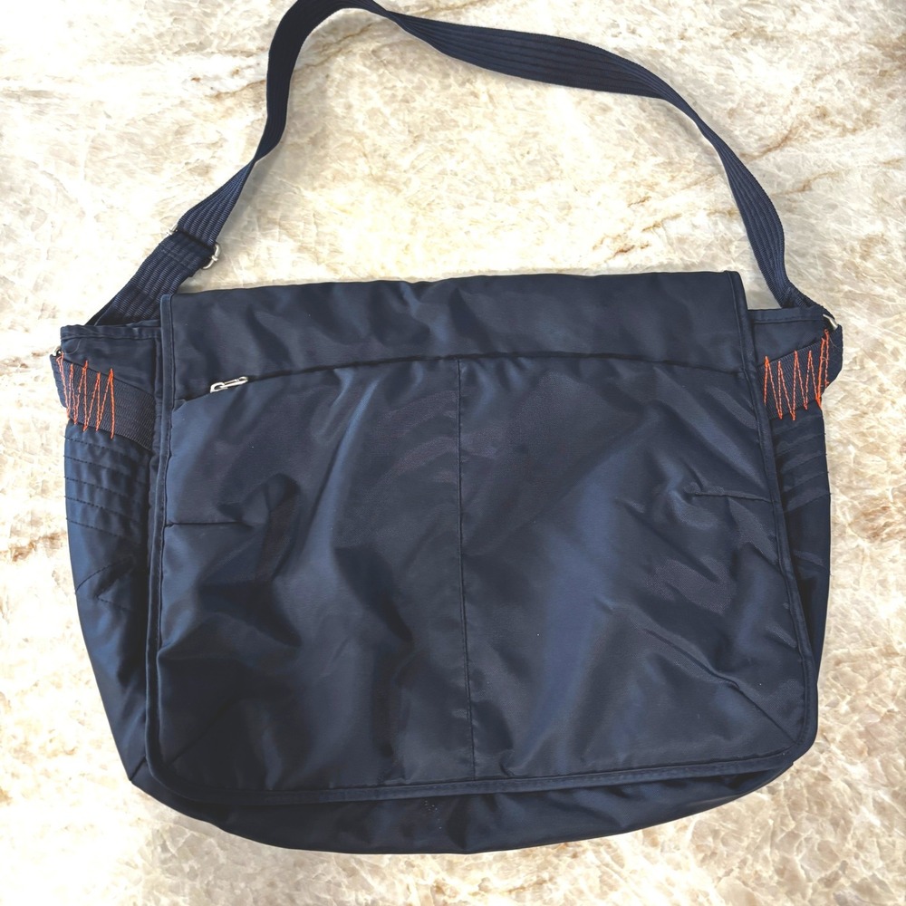 Hugo Boss Vintage Messenger Bag Navy Orange Nylon Crossbody Y2K Utility